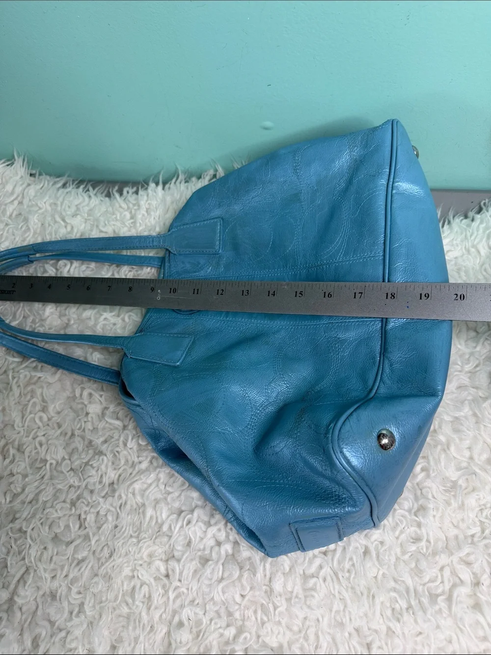 Coach Teal Blue Leather Satchel